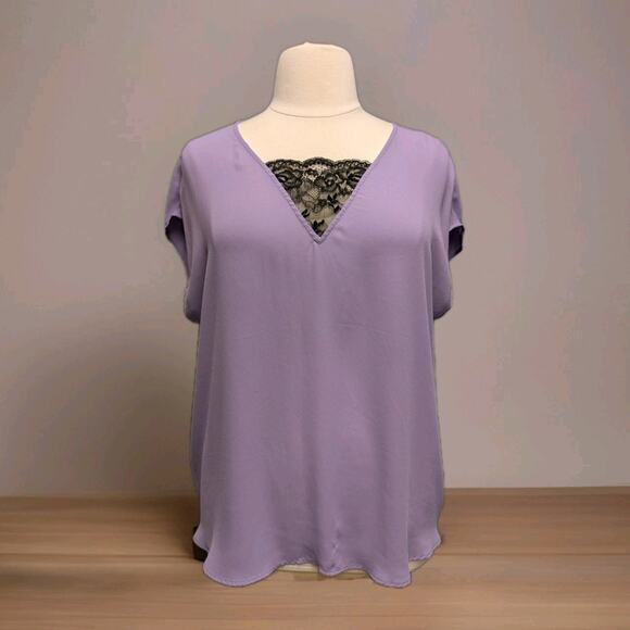 Torrid Tops - Torrid Size 1X Lavender Black Lace Blouse Sleeveless Pullover top